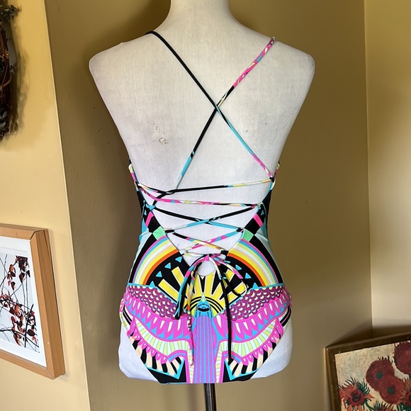 MARA HOFFMAN Size Small Colorful Phoenix Bird Sun Goddess One-Piece Swim $228 - Picture 8 of 16